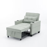 Fauteuil 3 - en - 1 convertible en lit d'appoint, inclinable 3 positions, porte - gobelets & port usb, ...