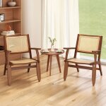 Fauteuil d'accent en rotin boh�me fauteuil salon moderne du milieu du si�cle avec bois de bambou solide ...