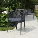 Fauteuils en alu anthracite et corde gris fonc�, lula (lot de 2)