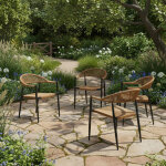 Fauteuil alu anthracite et corde tress�e naturelle casamance (lot de 4)