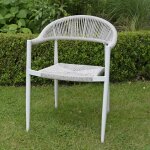 Gecko outdoor - fauteuil aluminium blanc et corde tressée blanc chiné casamance Gecko outdoor - fauteuil aluminium blanc et corde tressée blanc chiné casamance