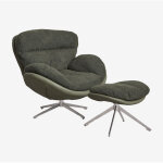 Fauteuil amanda en tissu boucl� avec repose - pieds pivotant sklum