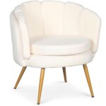 Fauteuil arrondi brenda tissu bouclette beige