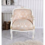 Fauteuil baroque en bois crme et blanc