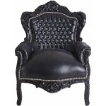 Fauteuil baroque en cuir noir de luxe avec ornements