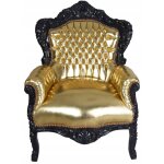 Fauteuil baroque dor glamour de luxe avec cadre noir pour salon