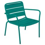 Vente - unique - fauteuil bas de jardin empilable en métal - bleu canard - mirmande de mylia Vente - unique - fauteuil bas de jardin empilable en métal - bleu canard - mirmande de mylia