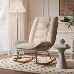 Fauteuil  bascule, 77 cm, avec dossier rglable en angle, cadre en mtal, pieds en bois, rocking chair ...