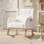 Fauteuil  bascule, avec accoudoirs et poches, support lombaire, cadre en bois, moderne du milieu du ...
