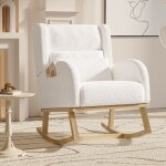 Fauteuil à bascule, avec accoudoirs et poches, support lombaire, cadre en bois, moderne du milieu du ... Fauteuil à bascule, avec accoudoirs et poches, support lombaire, cadre en bois, moderne du milieu du ...