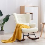 Homemiyn - fauteuil  bascule chaise berante allaitement bb en tissu bouclette rocking chair style ...