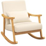 Fauteuil à bascule, chaise à bascule rembourrée avec dossier haut et coussin de siège rembourré, cadre ... Fauteuil à bascule, chaise à bascule rembourrée avec dossier haut et coussin de siège rembourré, cadre ...