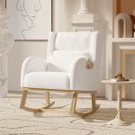 Fauteuil � bascule, avec coussin lombaire, pieds en bois, poches de rangement , dossier en capitonn�, ...