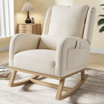 Fauteuil � bascule - avec dossier haut - support lombaire, poches lat�rales et pi�tement en bois massif ...