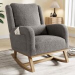 Fauteuil � bascule - avec dossier haut - support lombaire, poches lat�rales et pi�tement en bois massif ...