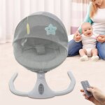 Fauteuil � bascule �lectrique gris pour b�b�, avec t�l�commande et fonction bluetooth, berceau musical ...