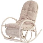 [jamais utilis] fauteuil  bascule esmeraldas, rocking - chair, fauteuil en rotin, blanc, rembourrage ...