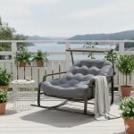 Fauteuil  bascule extrieur, rocking chair jardin, chaise a bascule avec auvent, coussi pais, dossier ...