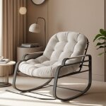 Fauteuil � bascule d'ext�rieur en rotin et coton imperm�able avec rangement ? style moderne rocking chair ...