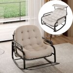Fauteuil à bascule extérieure, rocking chair avec toit réglable, repose - pieds pliable, accoudoirs en ... Fauteuil à bascule extérieure, rocking chair avec toit réglable, repose - pieds pliable, accoudoirs en ...