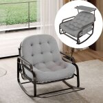 Fauteuil à bascule extérieure, rocking chair avec toit réglable, repose - pieds pliable, accoudoirs en ... Fauteuil à bascule extérieure, rocking chair avec toit réglable, repose - pieds pliable, accoudoirs en ...