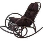 Hhg - jamais utilis] fauteuil  bascule 648, rocking - chair, fauteuil en rotin, marron, coussin marron ...