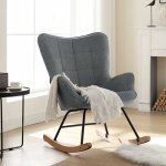 Woltu - fauteuil à bascule, fauteuil à oreilles rembourré, chaise relaxante, pieds en métal et en bois ... Woltu - fauteuil à bascule, fauteuil à oreilles rembourré, chaise relaxante, pieds en métal et en bois ...