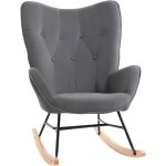 Homcom - fauteuil à bascule oreilles rocking chair grand confort accoudoirs assise dossier garnissage ... Homcom - fauteuil à bascule oreilles rocking chair grand confort accoudoirs assise dossier garnissage ...