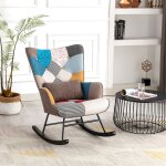 Homemiyn - fauteuil  bascule patchwork rocking chair berante allaitement bb avec oreiller style scandinave ...