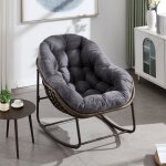 Fauteuil � bascule, fauteuil de relaxation pour salon / chambre avec dossier en velours, rocking chair, ...
