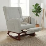 Fauteuil � bascule avec repose - pieds r�tractable, 99x64x67cm, rocking chair de salon avec poches lat�rales, ...