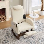 Fauteuil � bascule avec repose - pieds r�tractable, chaise longue, support pour t�l�phone, velours c�tel�, ...