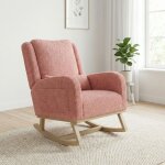 Rocking chair, 93x70x96cm, fauteuil � bascule, fauteuil de relaxation avec poches lat�rales et coussin, ...