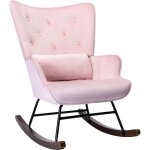 Fauteuil  bascule rocking chair chaise berante allaitement bb tissu en velours style scandinave bois ...