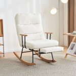 Modernluxe - fauteuil � bascule?rocking chair - avec p�dale - blanc