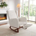 Sureh - fauteuil  bascule, rocking chair avec repose - pieds rtractable, fauteuil allaitement, chaise ...