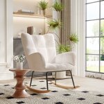 Fauteuil  bascule, rocking chair scandinave, en tissu touffet et rembourr pour le salon et la chambre ...