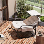 Fauteuil � bascule en rotin surdimensionn� avec auvent r�glable ? coussins �pais ?rocking chair de jardin? ...