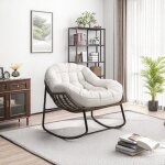 Blanketswarm - fauteuil  bascule scandinave, rocking chair chaise  bascule, chaise en rotin avec coussin ...