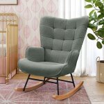 Dans les nuages - fauteuil  bascule, tissu sherpa, avec pieds en bois massif, dossier en capitonn, ...