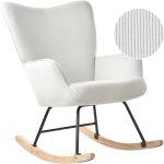 Fauteuil � bascule en velours c�tel� avec dossier large et accoudoirs pieds en m�tal noir meuble de salon ...