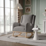 Fauteuil � bascule, velours, doubles poches de rangement lat�rales, barre stabilisatrice renforc�e, gris ...