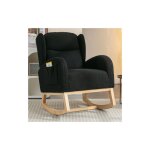 Wishdor - fauteuil  bascule en velours teddy, fauteuil capitonn avec  oreilles et accoudoirs  poches, ...