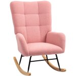 Fauteuils berants velours teddy rose avec accoudoirs et patins bois - format relax - l 58 x p 60 x h ...