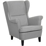Beliani - fauteuil bergère haut dossier tapissé en tissu gris de qualité pour salon style vintage rétro ... Beliani - fauteuil bergère haut dossier tapissé en tissu gris de qualité pour salon style vintage rétro ...