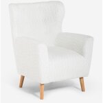 Fauteuil berg�re moderne de salon en tissu boucl� blanc kamo