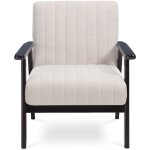 Fauteuil en bois vintage erik tissu beige Fauteuil en bois vintage erik tissu beige