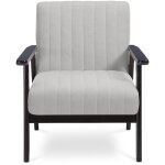 Fauteuil en bois vintage erik tissu gris Fauteuil en bois vintage erik tissu gris