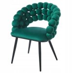 Fauteuil bubble en velours vert entrelac� glamour �l�gant furnitex