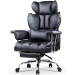 Fauteuil bureau 150 kg avec repose pied - wowttrelax - chaise de bureau assise haute - noir